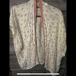 LOFT Floral Kimono with Pink Accents